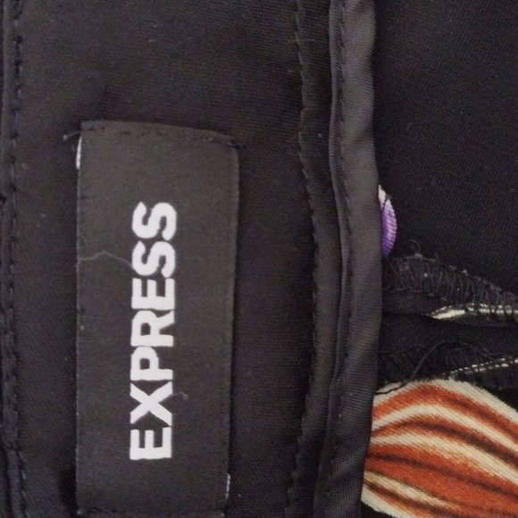 Express Ankle High Rise Black Floral Women's Size 00R Belt Tie Pre-owned - Picture 5 of 13